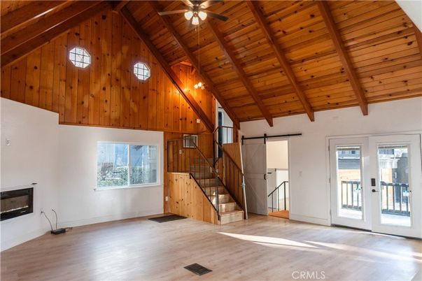 Empty room, Fireplace, Interior, Wooden Beams, Wooden Ceilings, Wood Texture Flooring, Wooden Walls