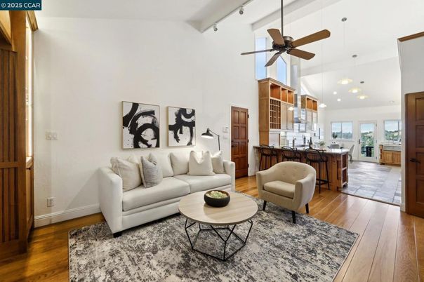 Interior, Kitchen, Living room, Pendant Lights, Recessed Lighting, Wood Texture Flooring