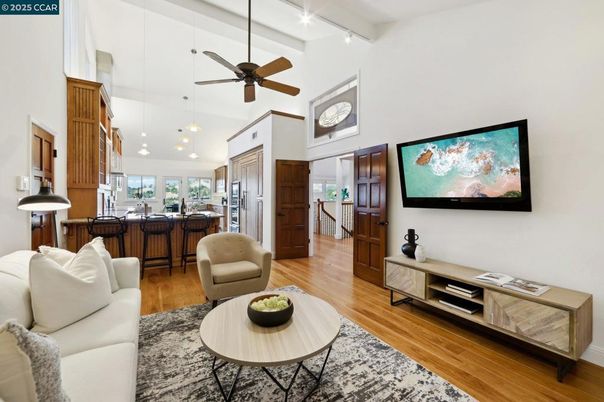 Interior, Kitchen, Living room, Pendant Lights, Recessed Lighting, Stainless Steel Appliances, Wood Texture Flooring
