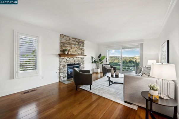 Fireplace, Interior, Living room, Stone Walls, Wood Texture Flooring