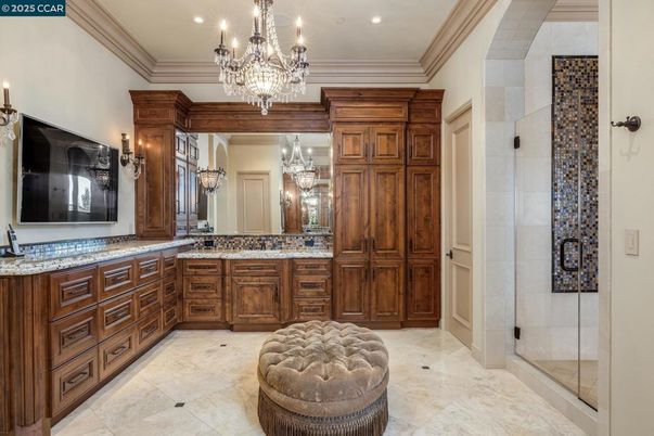 Bathroom, Chandelier, Interior, Recessed Lighting