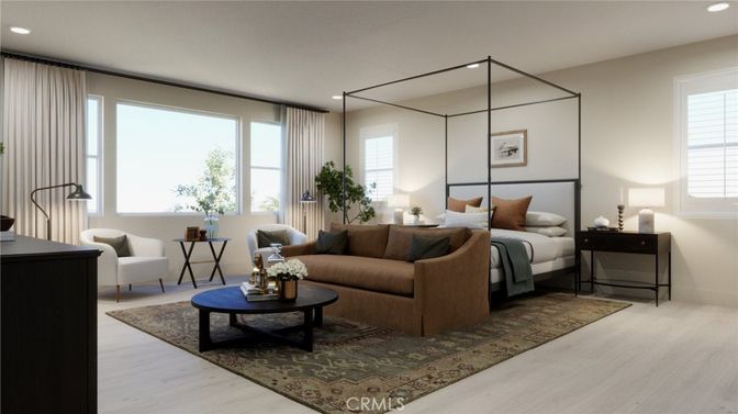 Bedroom, Interior, Living room, Recessed Lighting, Wood Texture Flooring