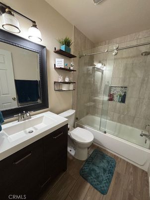 Bathroom, Glass Shower, Interior, Wood Texture Flooring