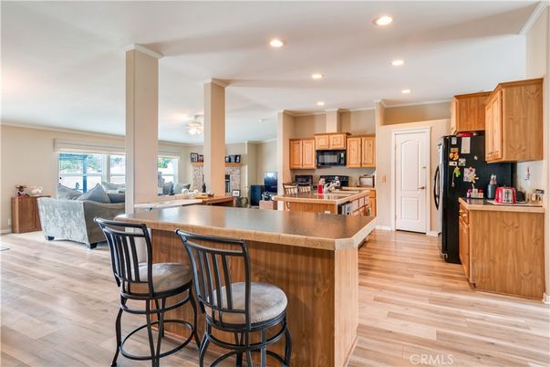 Interior, Kitchen, Living room, Recessed Lighting, Wood Texture Flooring