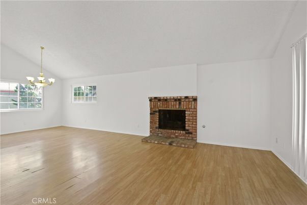 Chandelier, Empty room, Fireplace, Interior, Wood Texture Flooring