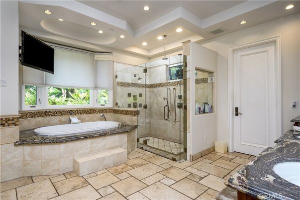 Bathroom, Glass Shower, Interior, Recessed Lighting