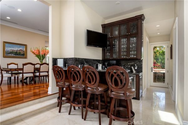 Dining room, Interior, Recessed Lighting, Wood Texture Flooring