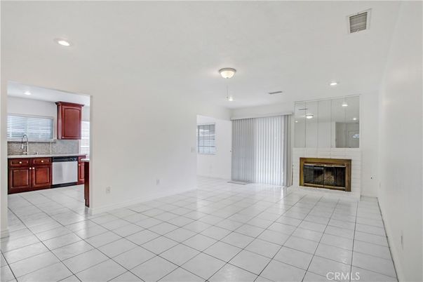 Fireplace, Interior, Kitchen, Recessed Lighting, Stainless Steel Appliances