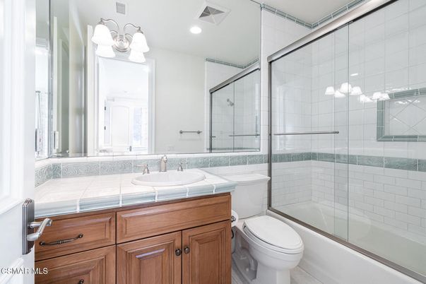 Bathroom, Glass Shower, Interior, Recessed Lighting, Tile Countertops