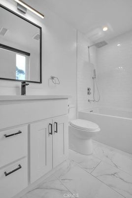 Bathroom, Glass Shower, Interior, Marble, Recessed Lighting