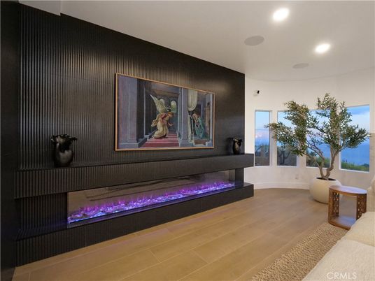 Fireplace, Interior, Recessed Lighting, Wood Texture Flooring