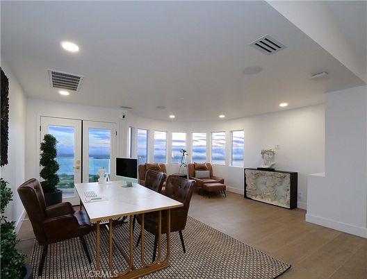 Dining room, Interior, Recessed Lighting, Water, Wood Texture Flooring