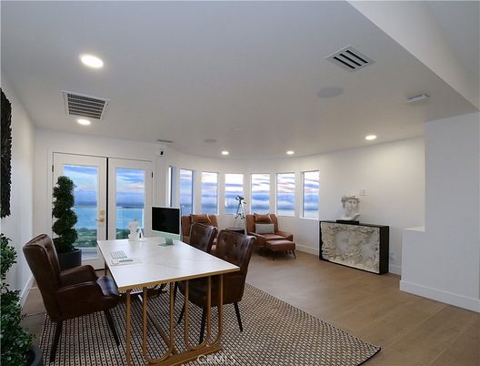 Dining room, Interior, Recessed Lighting, Water, Wood Texture Flooring