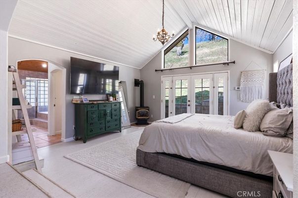 Bedroom, Interior, Pendant Lights, Wood Texture Flooring