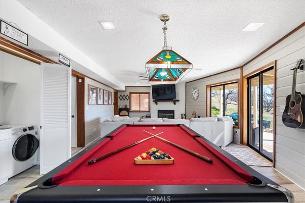 Billiard Table, Fireplace, Game Room, Interior, Pendant Lights, Recessed Lighting, Washer