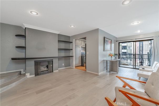 Fireplace, Interior, Recessed Lighting, Wood Texture Flooring