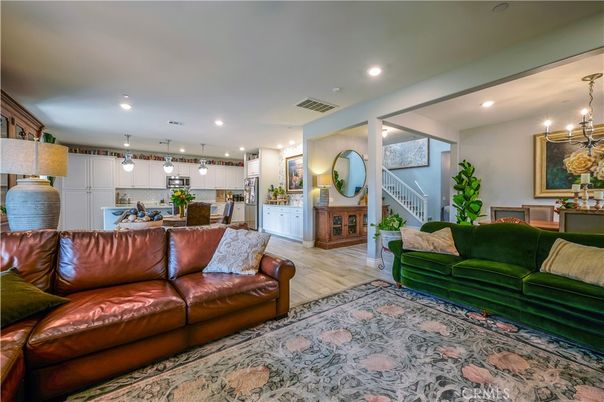 Chandelier, Interior, Kitchen, Living room, Pendant Lights, Recessed Lighting, Wood Texture Flooring