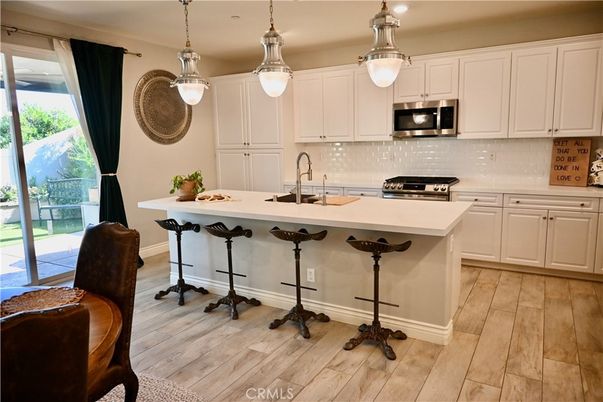 Interior, Kitchen, Pendant Lights, Wood Texture Flooring