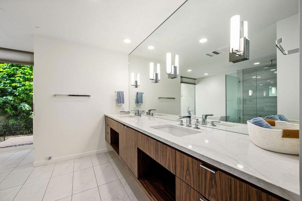 Bathroom, Dual Sink Vanities, Glass Shower, Interior, Recessed Lighting