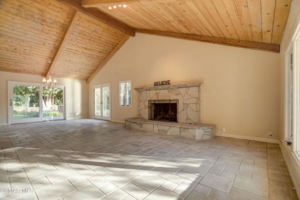 Empty room, Fireplace, Interior, Wooden Beams, Wooden Ceilings