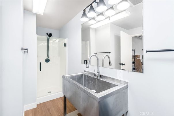 Bathroom, Glass Shower, Interior, Wood Texture Flooring