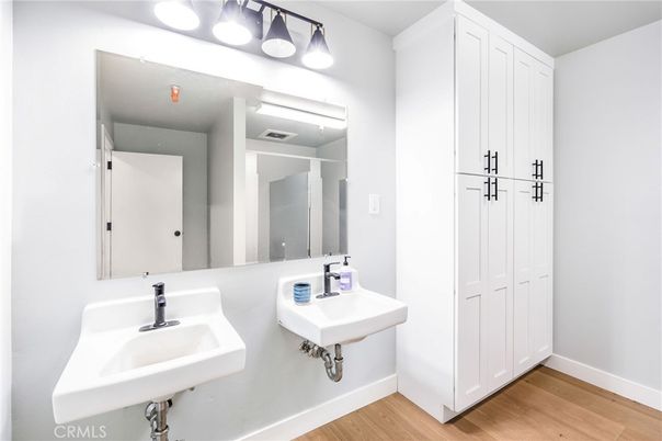 Bathroom, Dual Sink Vanities, Interior, Wood Texture Flooring