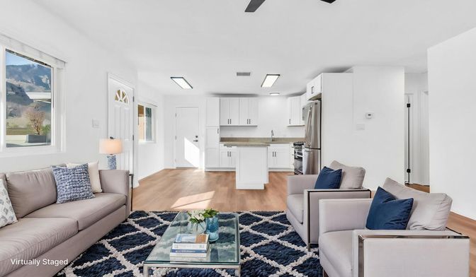 Interior, Kitchen, Living room, Stainless Steel Appliances, Wood Texture Flooring