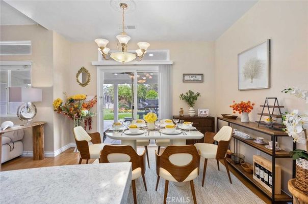 Chandelier, Dining room, Interior, Wood Texture Flooring