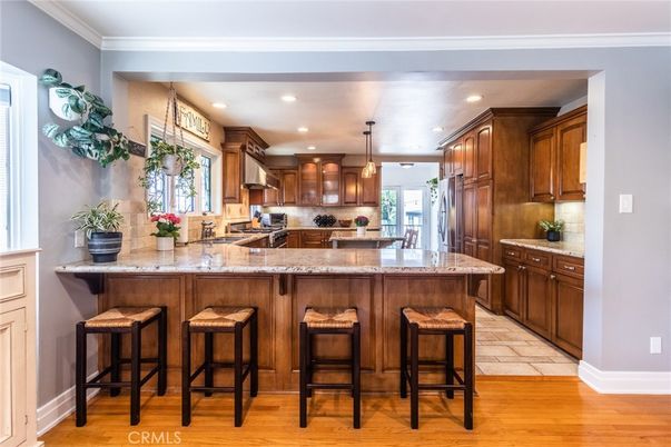 Interior, Kitchen, Pendant Lights, Recessed Lighting, Wood Texture Flooring