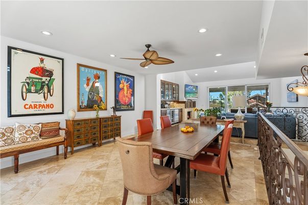 Dining room, Fireplace, Interior, Living room, Pendant Lights, Recessed Lighting