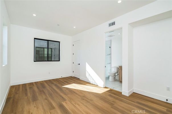 Bathroom, Empty room, Interior, Recessed Lighting, Wood Texture Flooring