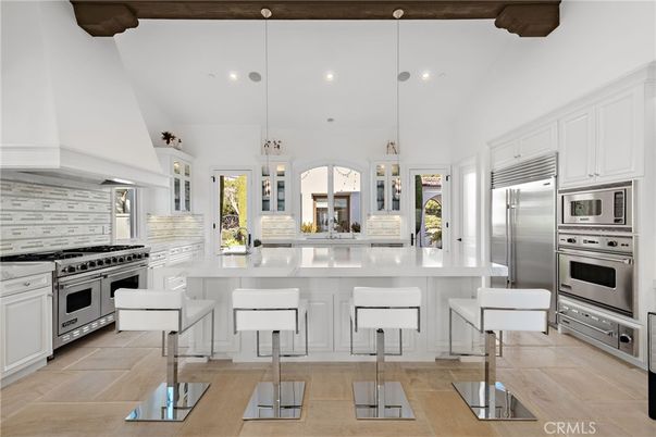 Interior, Kitchen, Pendant Lights, Recessed Lighting, Stainless Steel Appliances, Wooden Beams
