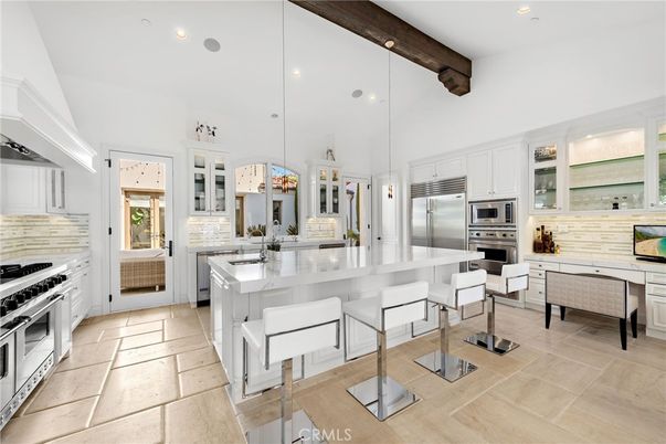 Interior, Kitchen, Pendant Lights, Recessed Lighting, Stainless Steel Appliances, Wooden Beams