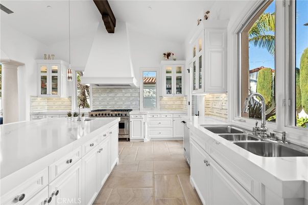 Interior, Kitchen, Pendant Lights, Stainless Steel Appliances, Wooden Beams