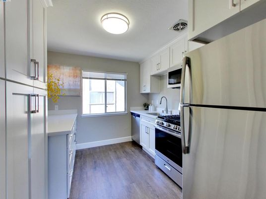 Interior, Kitchen, Stainless Steel Appliances, Wood Texture Flooring