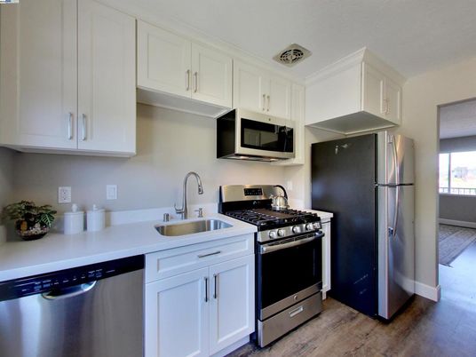 Interior, Kitchen, Stainless Steel Appliances, Wood Texture Flooring