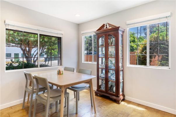 Dining room, Interior, Recessed Lighting, Wood Texture Flooring