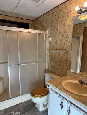 Bathroom, Glass Shower, Interior, Wood Texture Flooring