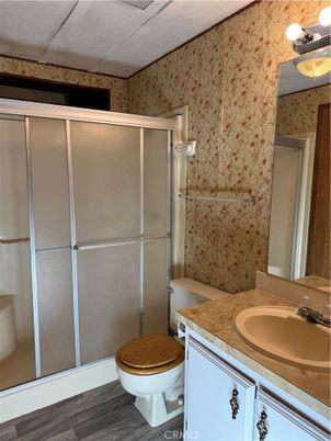 Bathroom, Glass Shower, Interior, Wood Texture Flooring