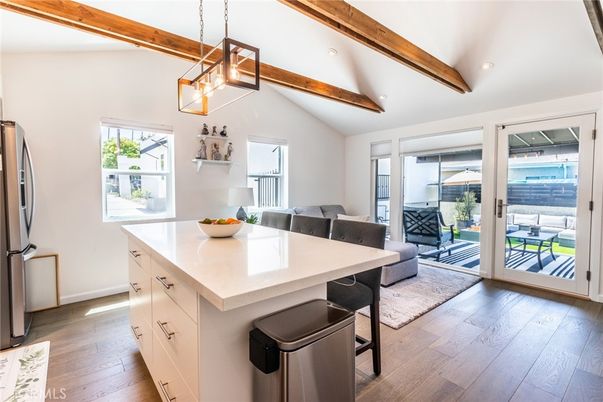 Interior, Pendant Lights, Recessed Lighting, Wooden Beams, Wood Texture Flooring