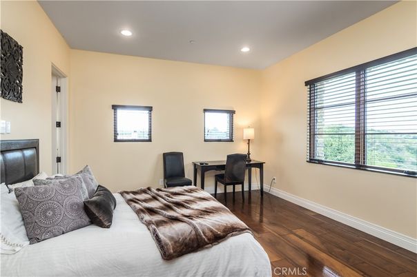 Bedroom, Home Office, Interior, Recessed Lighting, Wood Texture Flooring