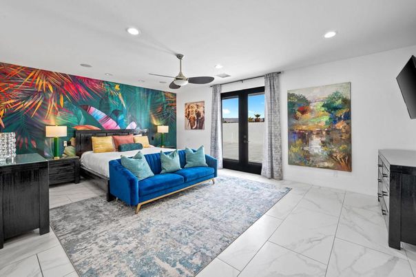 Bedroom, Interior, Marble, Recessed Lighting