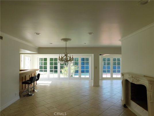 Chandelier, Empty room, Fireplace, Interior, Recessed Lighting