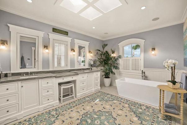 Bathroom, Dual Sink Vanities, Free Standing Baths, Interior, Recessed Lighting