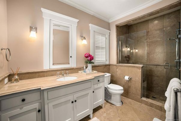 Bathroom, Dual Sink Vanities, Glass Shower, Interior