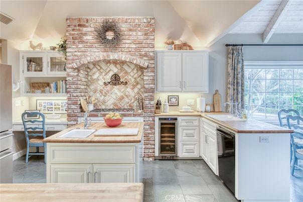 Interior, Kitchen, Stainless Steel Appliances, Stone Walls