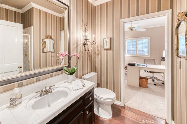 Bathroom, Interior, Tile Countertops, Wood Texture Flooring