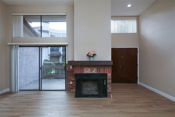 Fireplace, Interior, Recessed Lighting, Wood Texture Flooring