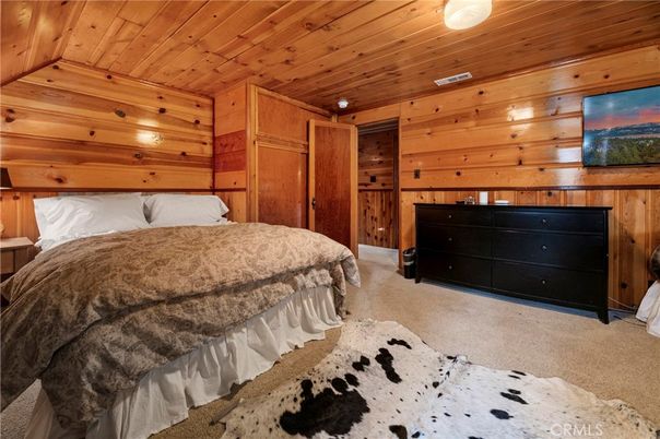 Bedroom, Interior, Recessed Lighting, Wooden Ceilings, Wooden Walls