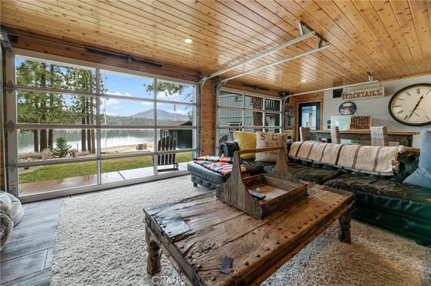Interior, Living room, Recessed Lighting, Sun Room, Water, Wooden Ceilings, Wood Texture Flooring, Wooden Walls